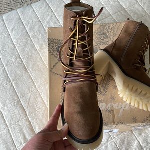 Free People Dylan lace up boots color taupe size 38